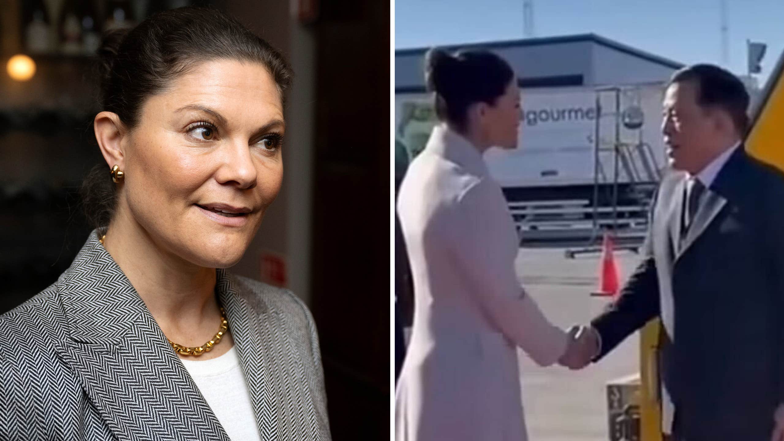 Dök upp i privatjet – togs emot av Victoria