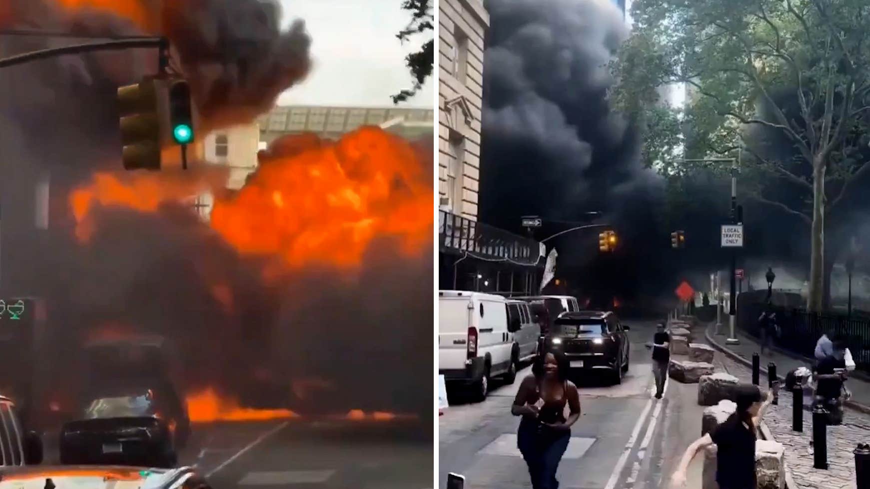 Se enorma eldinfernot på Manhattan