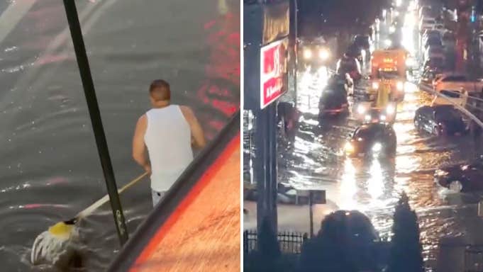 New York översvämmat – bilarna kämpar sig fram