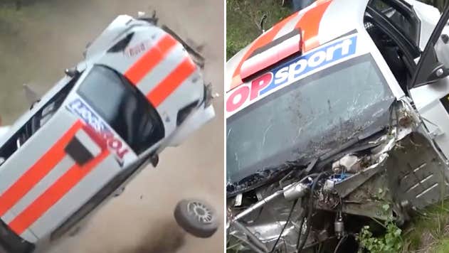 Brutala bilderna – bilen blir skrot på sekunder